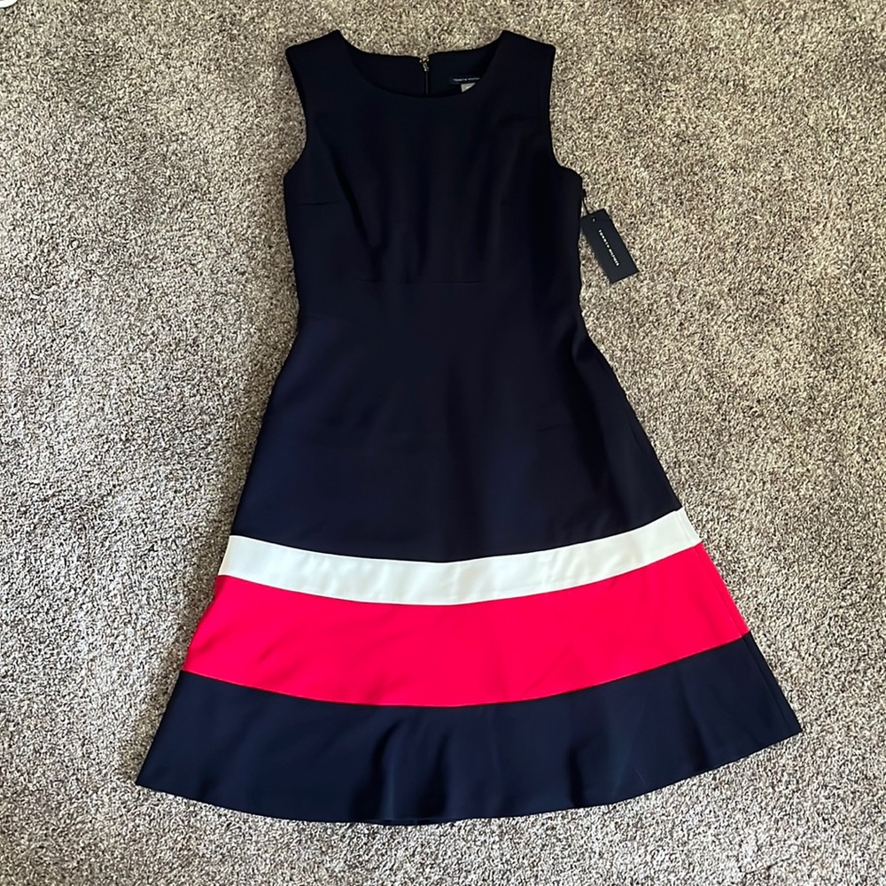 Tommy Hilfiger Black and Red Colorblock Dress